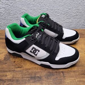 DC Flawless Skate Shoes Mens Size 12 Black White Green Sneakers
